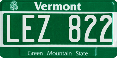 VT license plate LEZ822