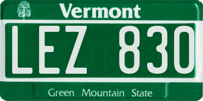 VT license plate LEZ830
