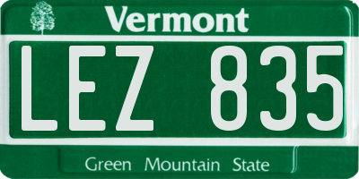 VT license plate LEZ835