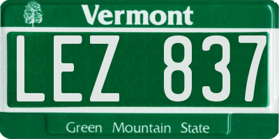 VT license plate LEZ837