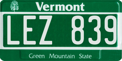 VT license plate LEZ839