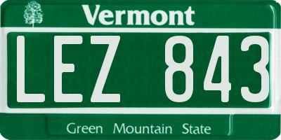 VT license plate LEZ843