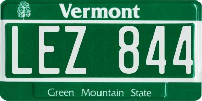 VT license plate LEZ844