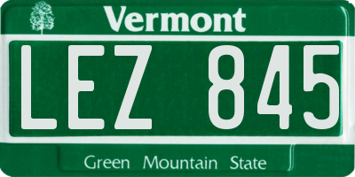 VT license plate LEZ845