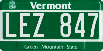 VT license plate LEZ847