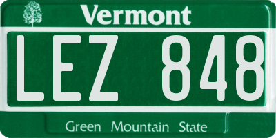 VT license plate LEZ848