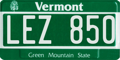 VT license plate LEZ850