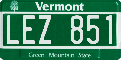 VT license plate LEZ851