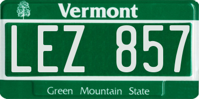 VT license plate LEZ857