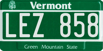 VT license plate LEZ858