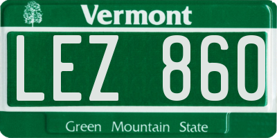 VT license plate LEZ860
