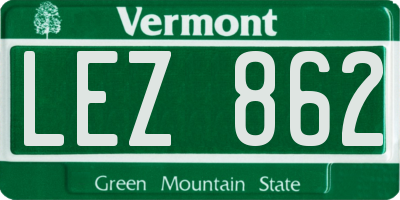 VT license plate LEZ862