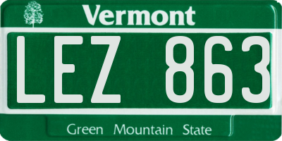 VT license plate LEZ863