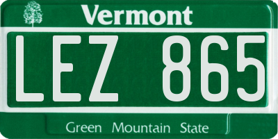 VT license plate LEZ865