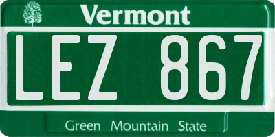 VT license plate LEZ867