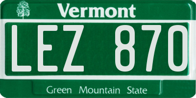 VT license plate LEZ870