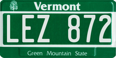 VT license plate LEZ872
