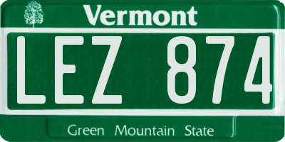 VT license plate LEZ874