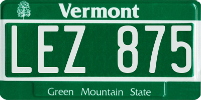 VT license plate LEZ875