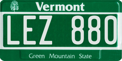 VT license plate LEZ880