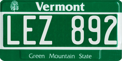 VT license plate LEZ892