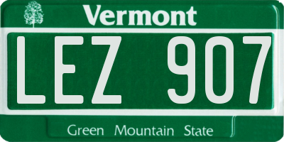 VT license plate LEZ907