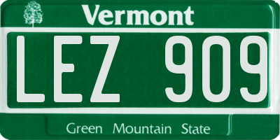 VT license plate LEZ909