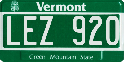 VT license plate LEZ920