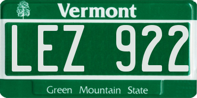 VT license plate LEZ922