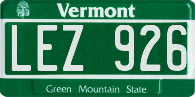 VT license plate LEZ926