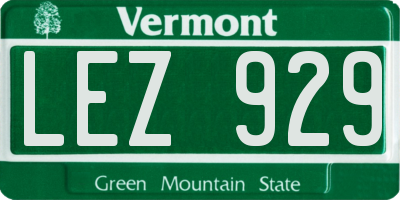 VT license plate LEZ929