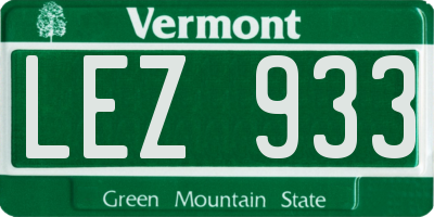 VT license plate LEZ933
