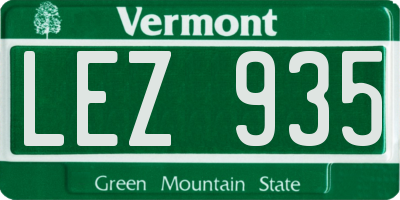 VT license plate LEZ935