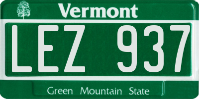 VT license plate LEZ937