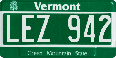 VT license plate LEZ942