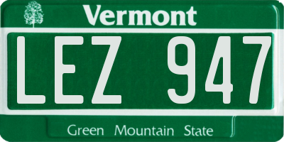 VT license plate LEZ947