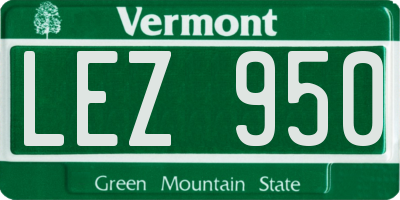 VT license plate LEZ950