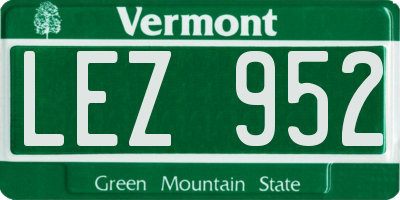 VT license plate LEZ952