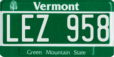 VT license plate LEZ958