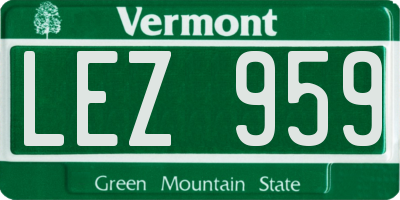 VT license plate LEZ959