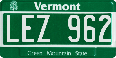 VT license plate LEZ962