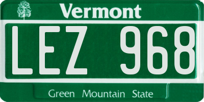 VT license plate LEZ968