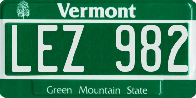 VT license plate LEZ982