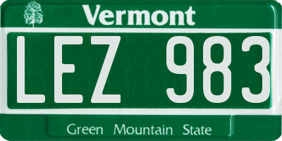 VT license plate LEZ983