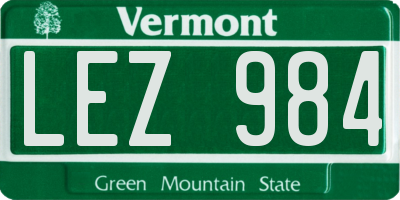 VT license plate LEZ984