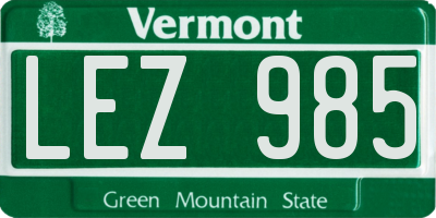 VT license plate LEZ985
