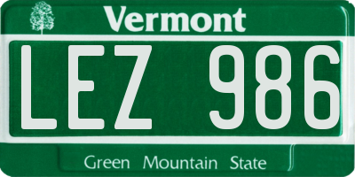 VT license plate LEZ986