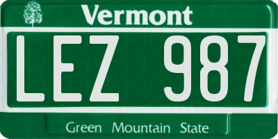 VT license plate LEZ987