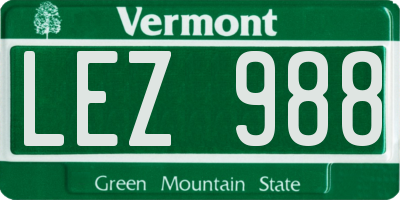 VT license plate LEZ988