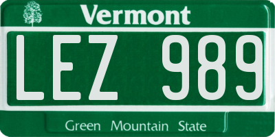 VT license plate LEZ989